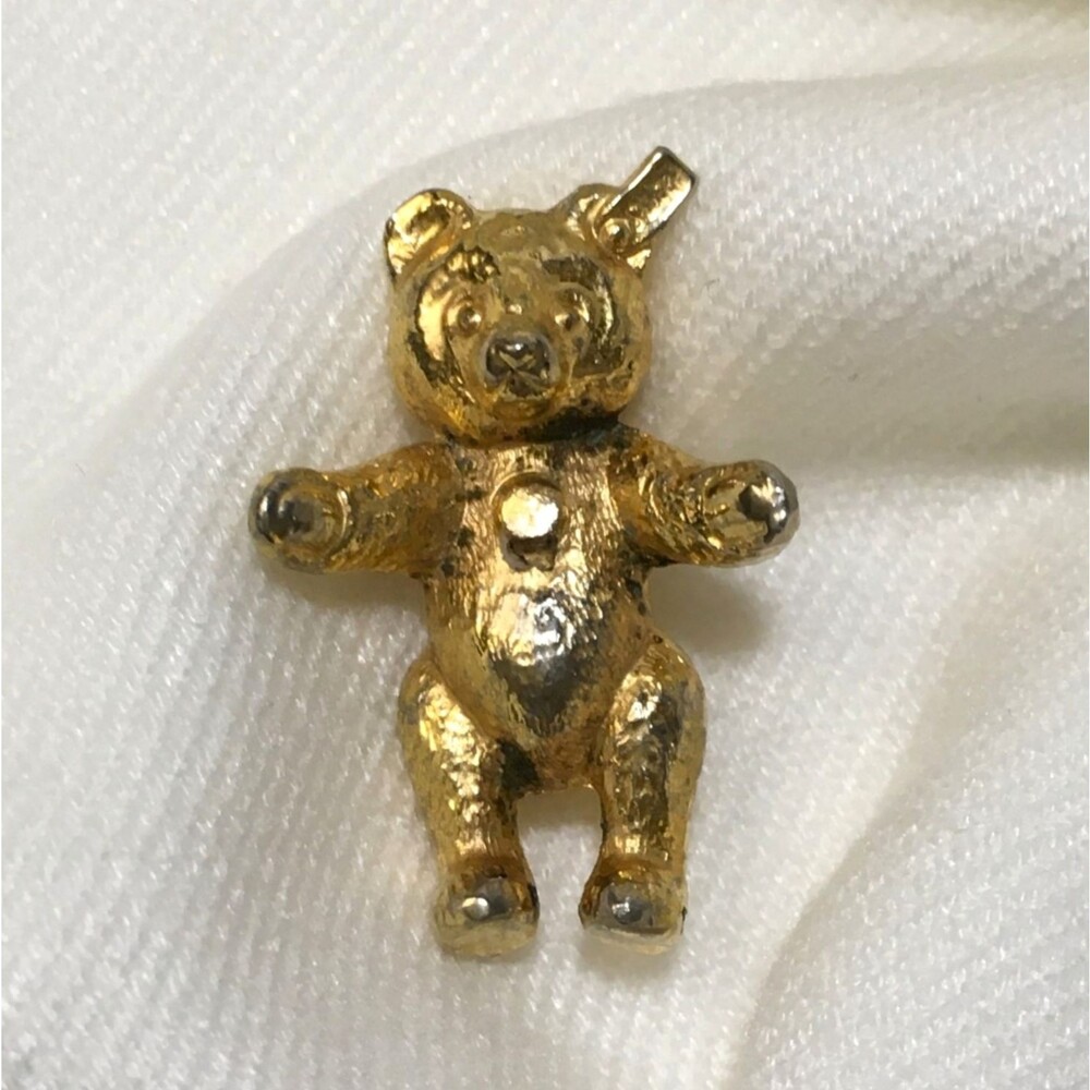 Steiff Jabre 80th Anniversary Teddy Bear Brooch Gold Tone Signed Designer Pin
